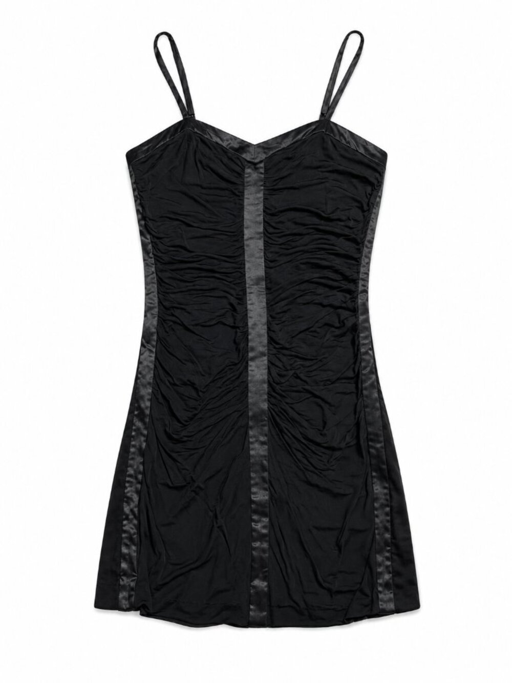 Vision Apparel  Women's Black Ruched Slip Mini Dress Size 10